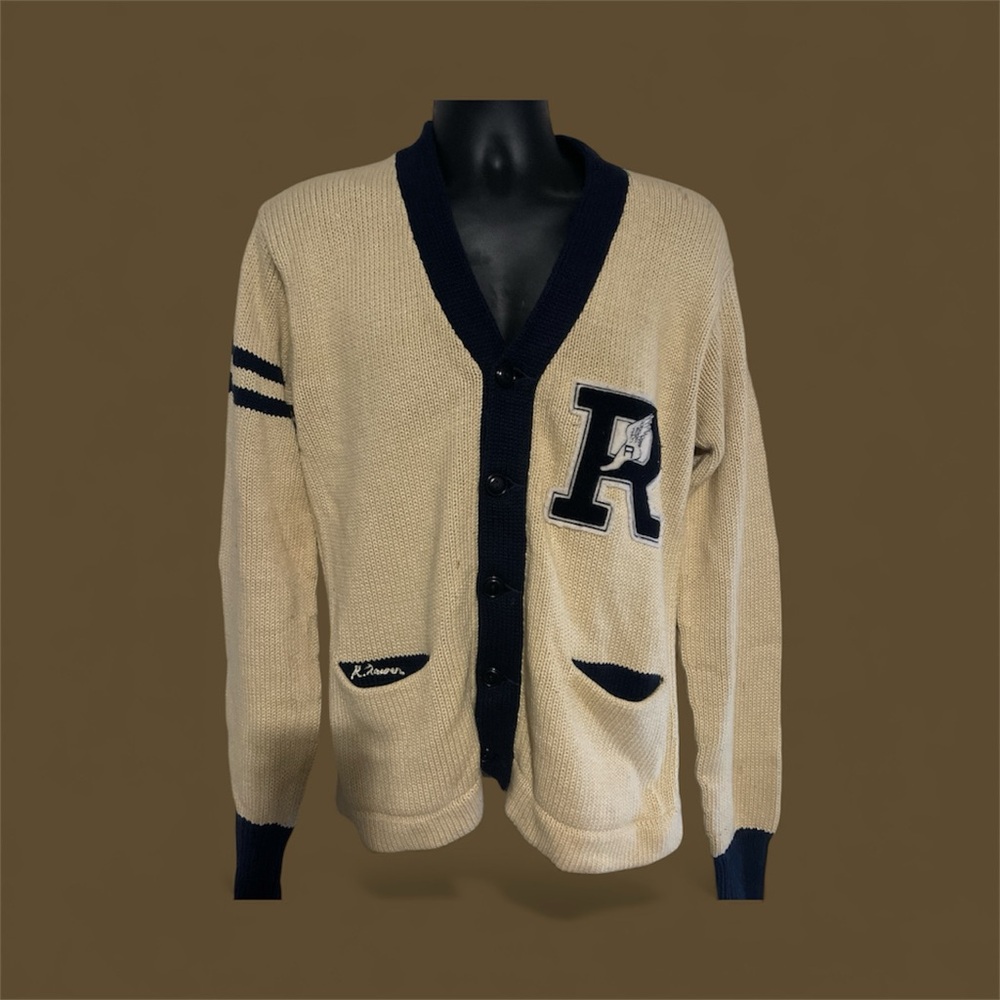 Men's Beige and Black Cardigan Sweater